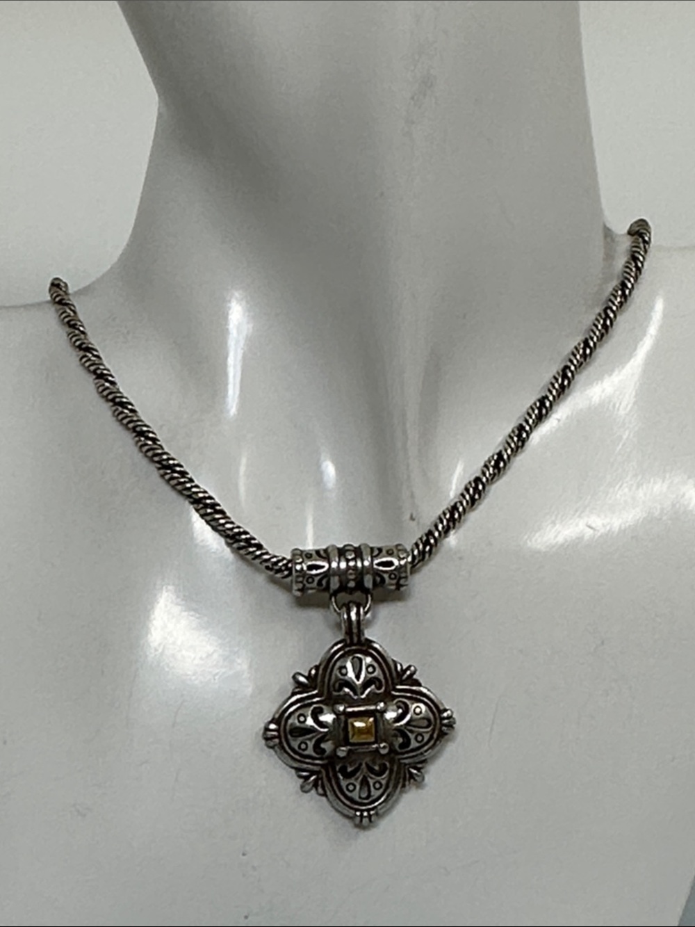 Brighton Sterling Silver Ornate Cross Pendant Necklace